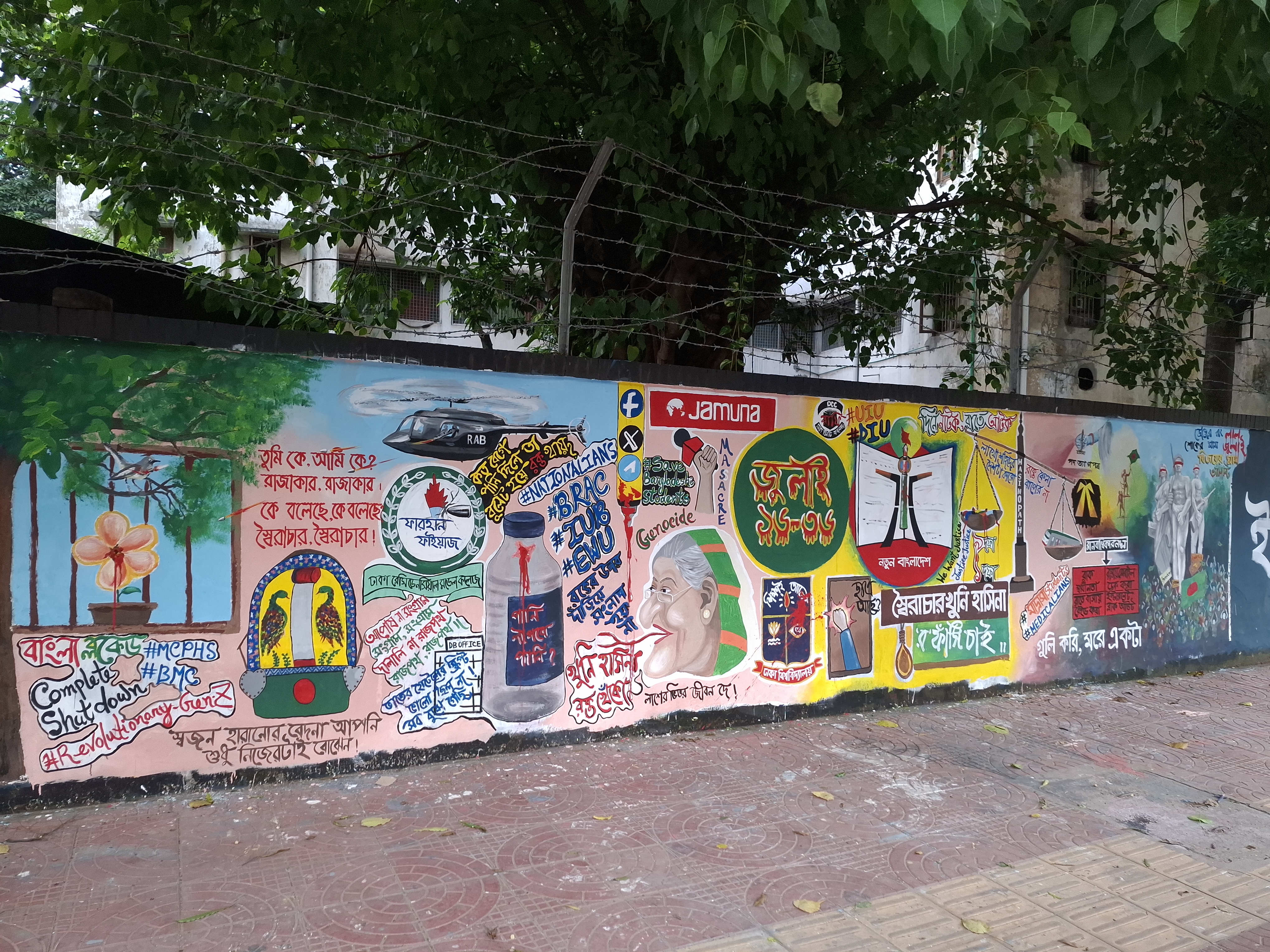 A graffiti in Dhaka depicts sequence of events in July during the protests. Photo: Abdullah Al Soad