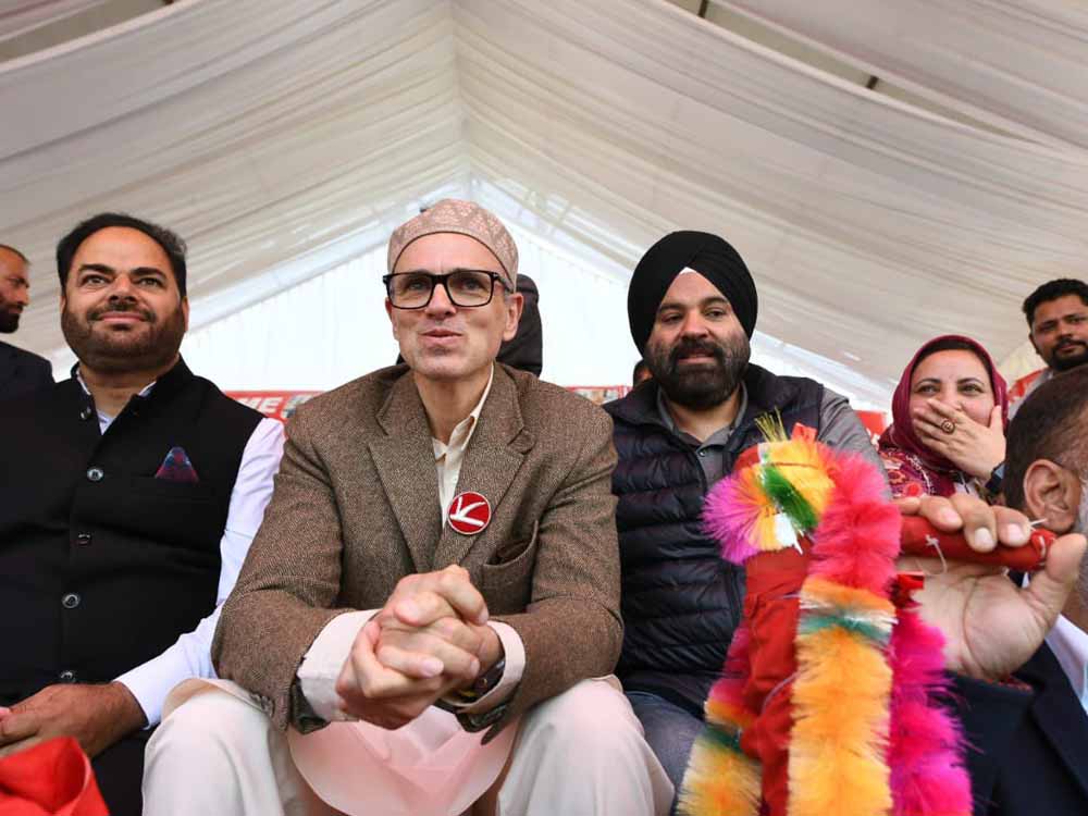 Omar Abdullah (center) is set to be the Chief Minister of Jammu & Kashmir once again. Image Credit: JKNC