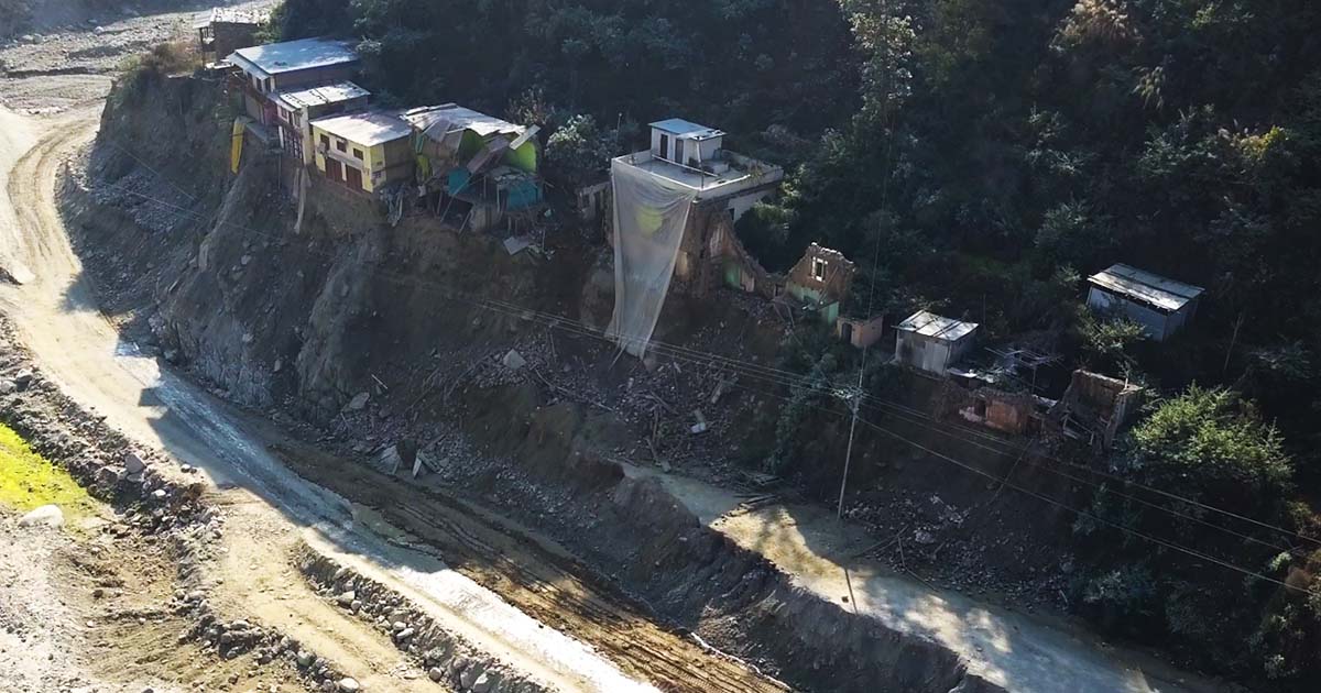 The image shows the houses that were destroyed during the September 2024 floods in Nepal.