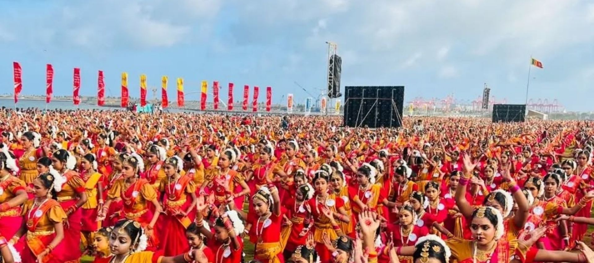 The image shows Bharatanatyam dancers in Colombo.