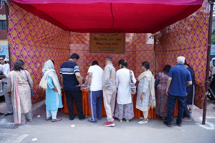 Voting takes place at poll stations in Noida, Uttar Pradesh, on April 26, 2024. Photos: Vijay Sadasivuni