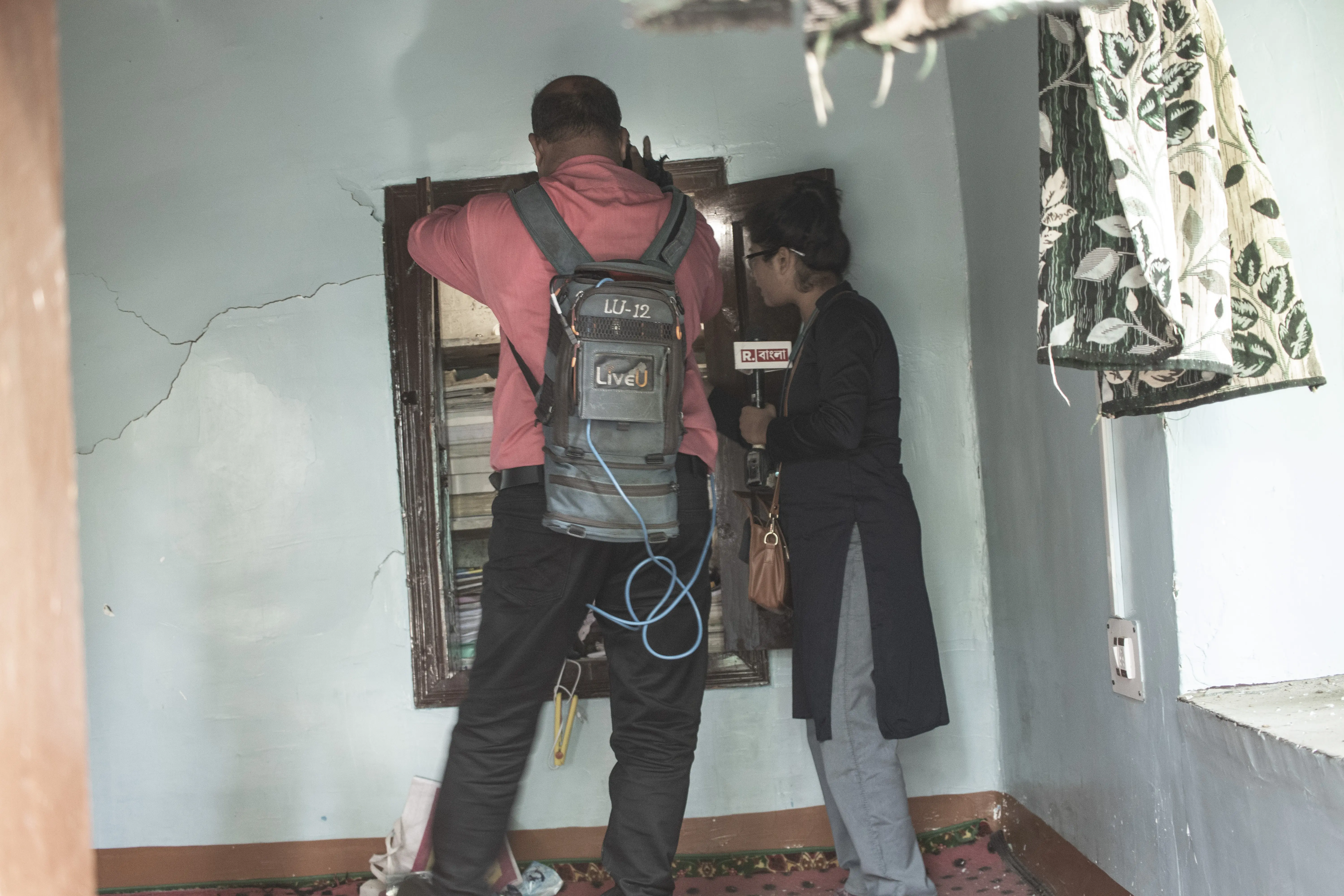 Crew from a prominent Indian TV news channel at a local residence in South Kashmir’s Tral in April 2025. Photo: Zainab