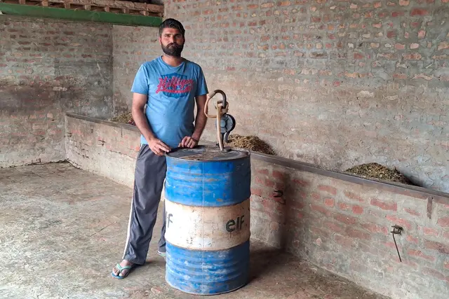 The image shows another farmer from Barnala district who recently invested Rs. 12 lakh in a combine harvest. 